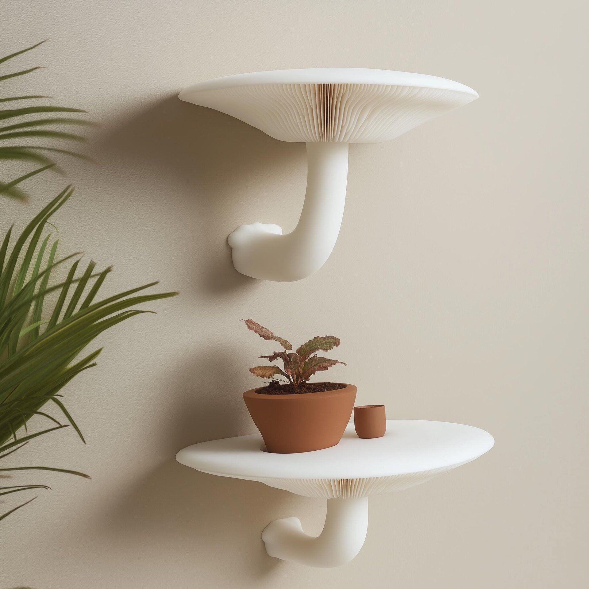 Mushroom Wall Shelf Set of 2 | Honey Mushroom Inspired 3D Printed Shelves | Sculptural Floating Shelf
