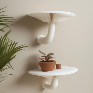 Mushroom Wall Shelf Set of 2 | Honey Mushroom Inspired 3D Printed Shelves | Sculptural Floating Shelf