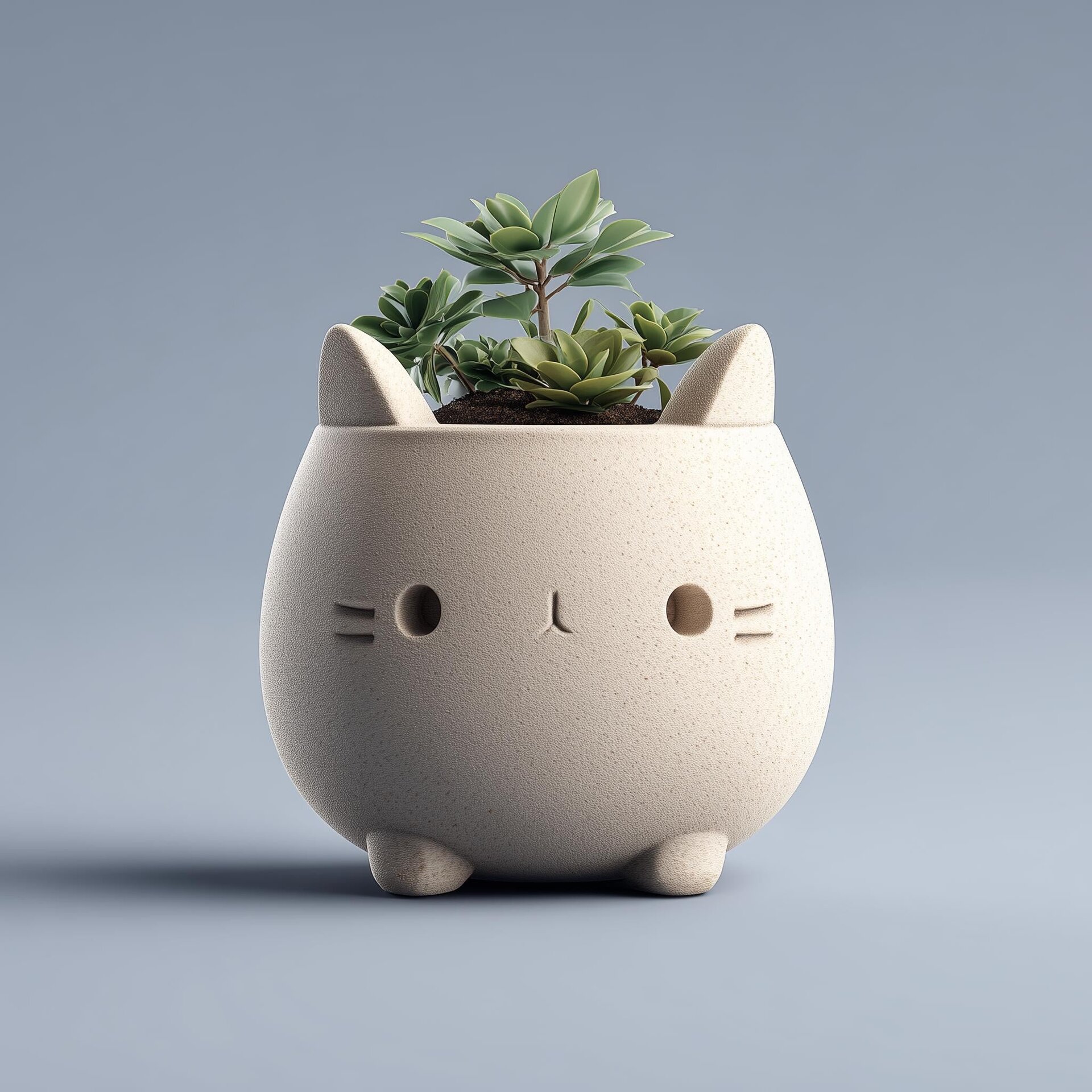 3D Printed Cat Planter Pot | Kawaii Minimal Succulent Holder | Cute Desk Plant Pot