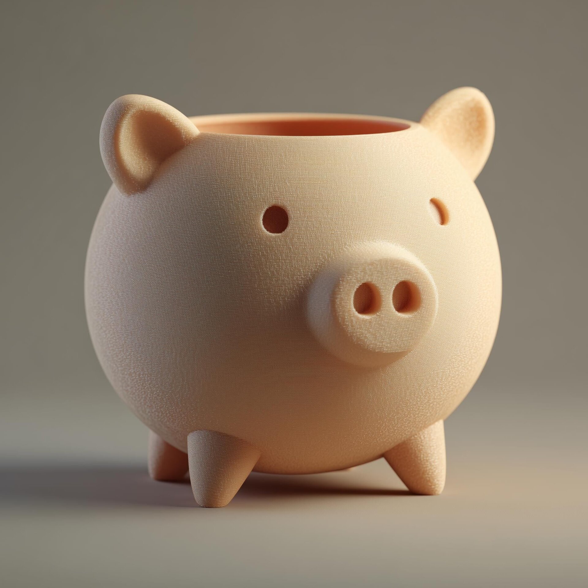 3D Printed Pig Planter Pot | Cute Minimal Animal Succulent Holder | Round Kawaii Desk Plant Pot