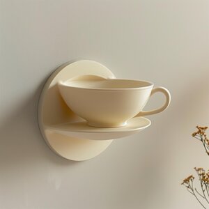 3D Printed Teacup Wall Shelf | Unique Floating Shelf Design | Modern Kitchen and Cafe Decor