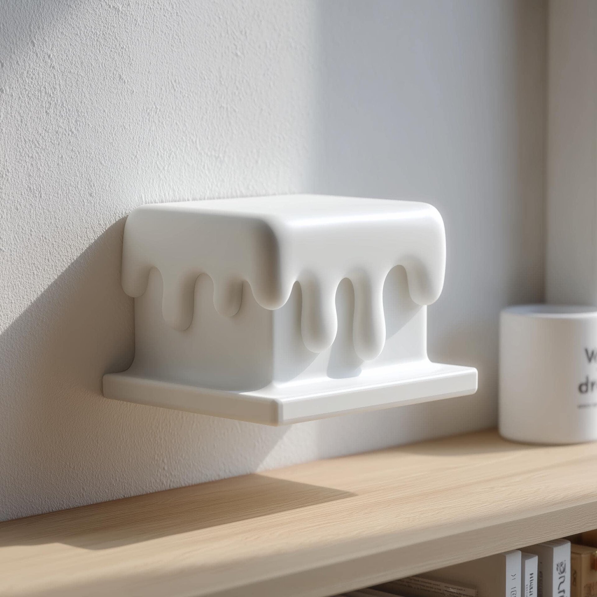 3D Printed Melting Wall Shelf Decor | Dripping Floating Display Ledge for Bedroom | Entryway