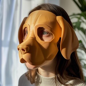 3D Printed Beagle Face Mask | Realistic Dog Mask for Adults | Unique Animal Cosplay & Halloween Costume Prop