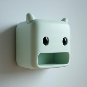 3D Printed Monster Wall Storage Cubby | Cute Kawaii Face Shelf for Keys, Mail and Entryway Essentials | Minimal Modern Home Decor Organizer