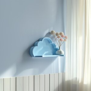 3D Printed Cloud Wall Shelf | Modern Minimalist Floating Shelf Design | Unique Whimsical Home Decor