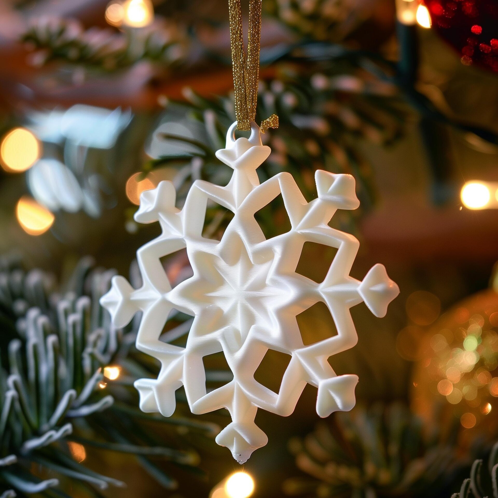 10x 3D Printed Snowflake Ornament | Elegant Christmas Tree Decoration | Modern Minimalist Holiday Ornament Made from Matte PLA Plastic