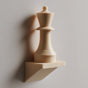 3D Printed Chess Piece Wall Decor | Minimal Queen Inspired Sculpture Ledge | Modern Game Room Display Accent
