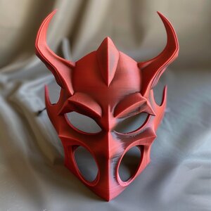 3D Printed Demon Mask | Gothic Horned Face Sculpture | Dark Fantasy Cosplay Prop