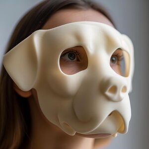 3D Printed Bulldog Face Mask | Minimalist Dog Mask for Adults | Unique Animal Cosplay Accessory