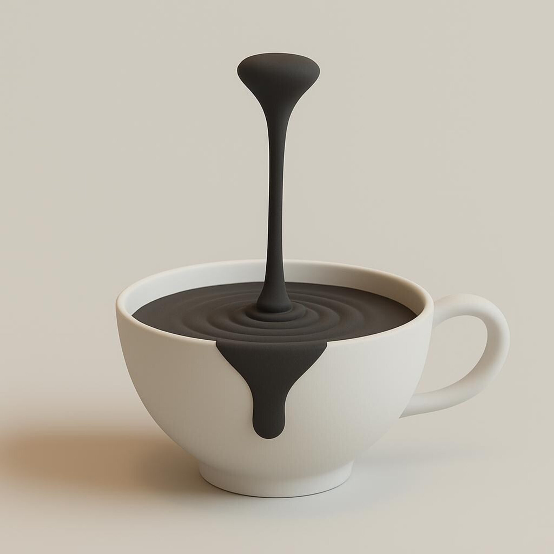 Floating Coffee Drop Sculpture 3D Printed Coffee Art | Dripping Coffee Cup Optical Illusion Coffee Bar Decor | Barista Coffee Lover Gift