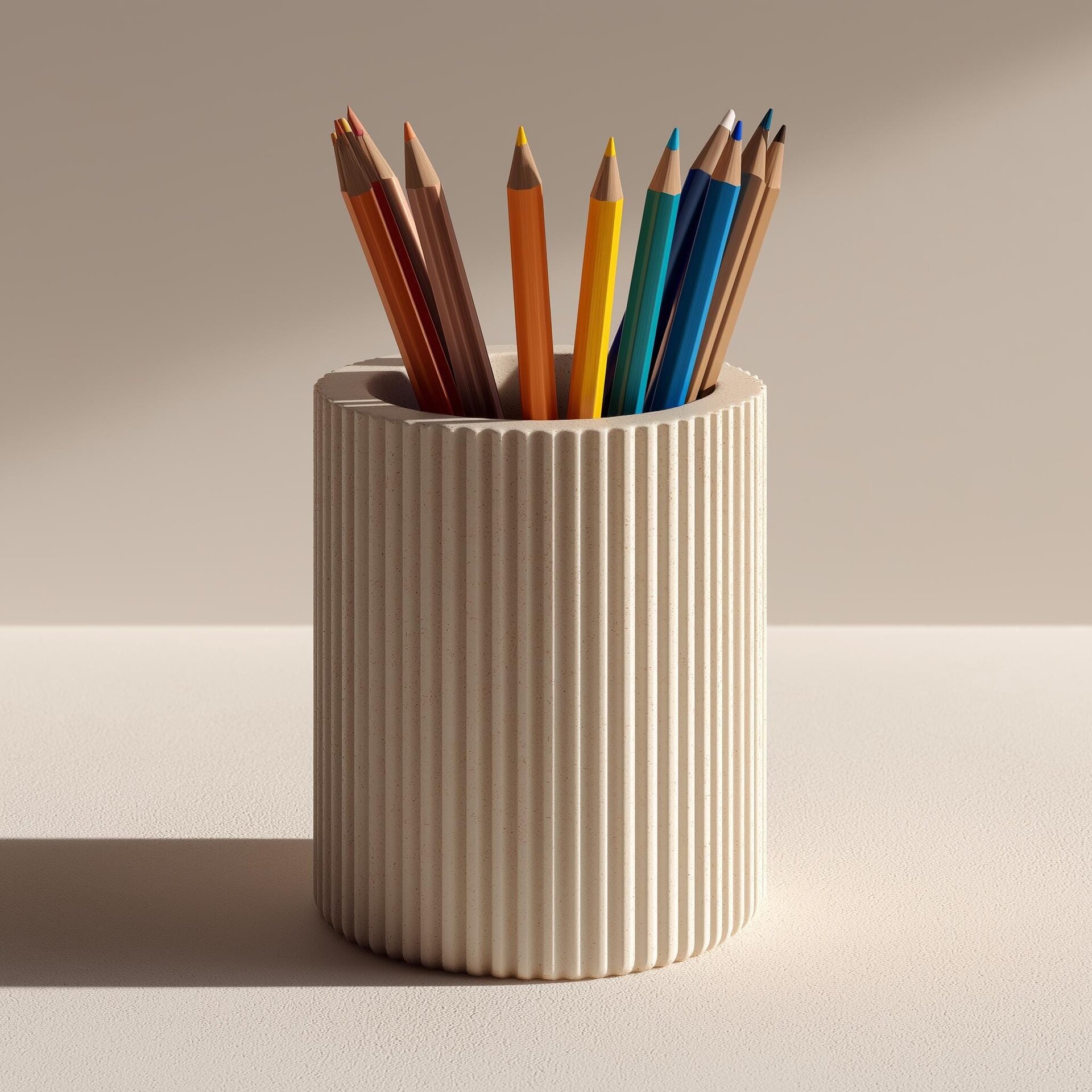 3D Printed Pencil Holder | Modern Ribbed Desk Organizer | Minimalist Pen Cup