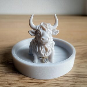 Highland Cow Jewelry Dish | 3D Printed Ring Holder | Cute Cow Trinket Tray