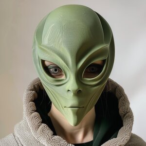 3D Printed Alien Face Mask | Realistic Extraterrestrial Sci-Fi Mask for Adults | Unique Futuristic Cosplay & Halloween Costume Prop