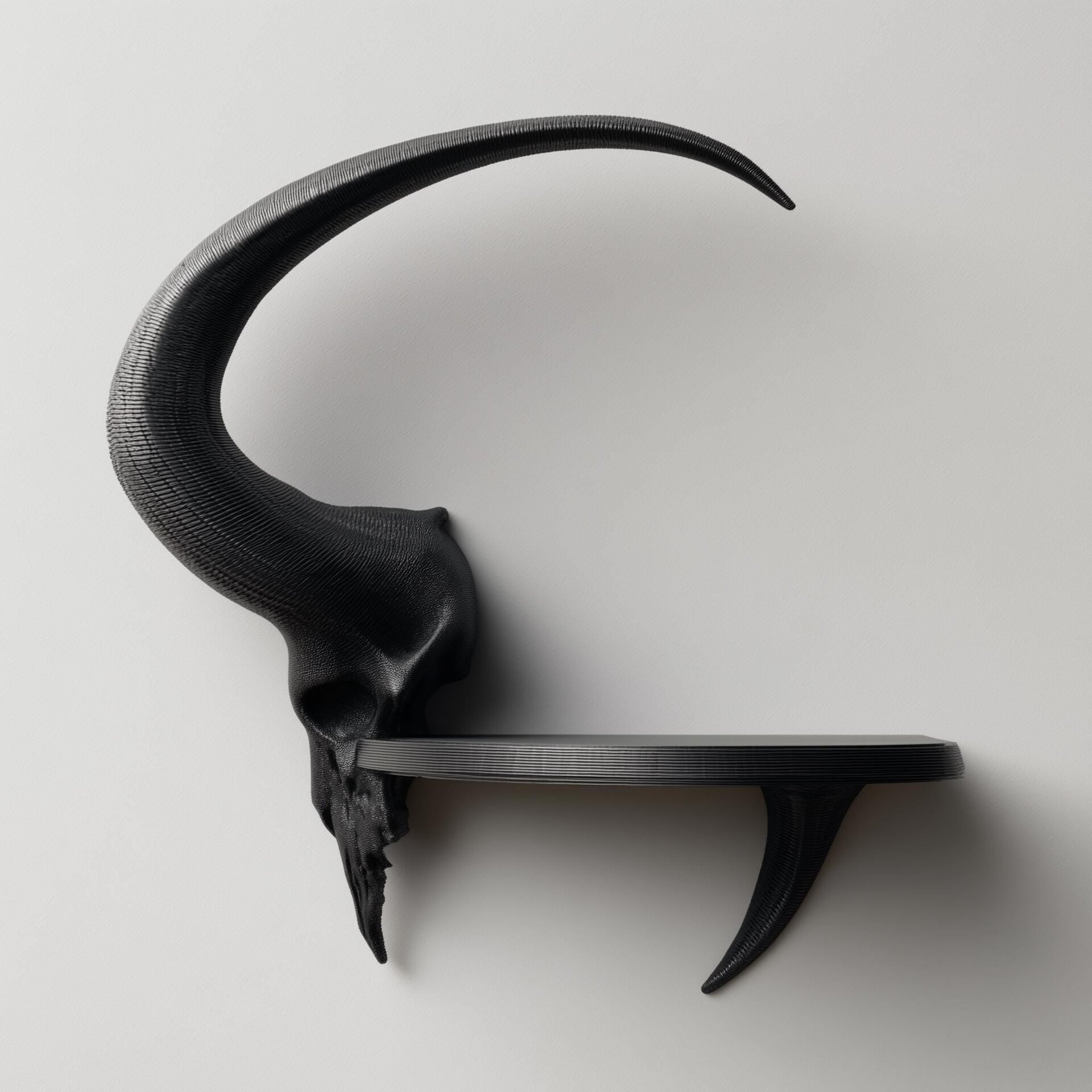 3D Printed Ram Skull Wall Shelf | Dark Fantasy Horned Floating Ledge | Gothic Room Decor Accent