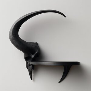 3D Printed Ram Skull Wall Shelf | Dark Fantasy Horned Floating Ledge | Gothic Room Decor Accent