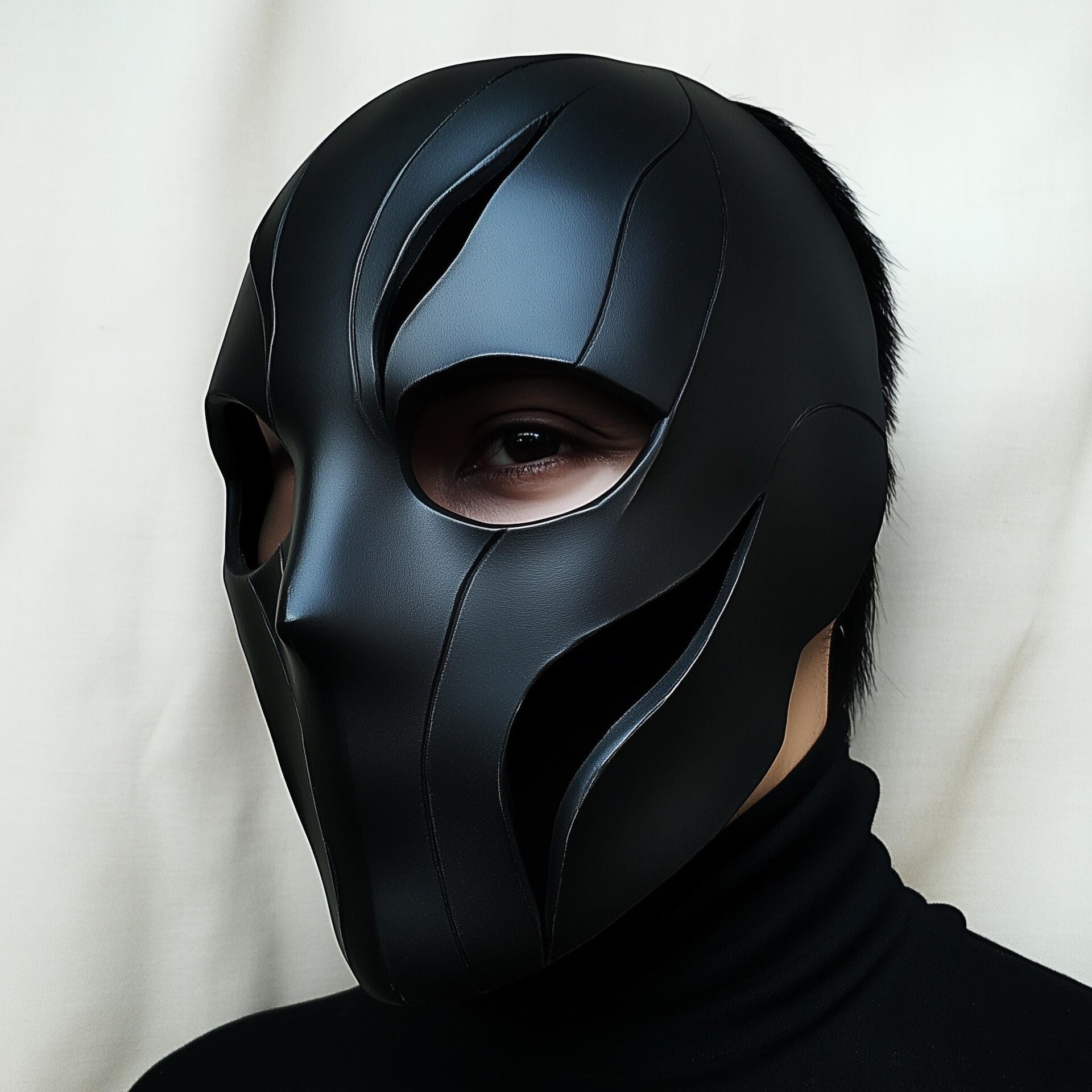 Black Tactical Face Mask | 3D Printed Full Face Mask for Men | Cyberpunk Costume Prop