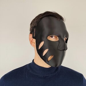 Black 3D Printed Face Mask | Lightweight Cosplay Mask | Horror Costume Mask
