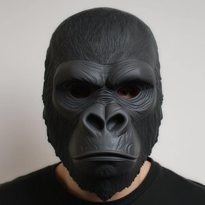 Realistic Gorilla Face Mask | 3D Printed Animal Mask | Black Costume Mask