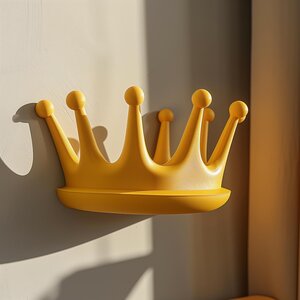 3D Printed Crown Wall Shelf | Modern Floating Kids Room Ledge | Playful Minimalist Wall Decor