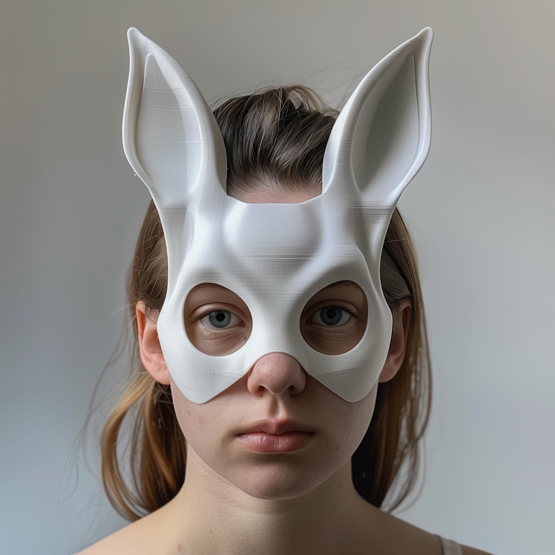 3D Printed Bunny Face Mask | Minimalist Rabbit Mask for Adults | Unique Animal Cosplay & Halloween Costume Prop