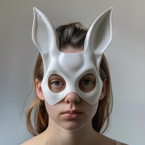 3D Printed Bunny Face Mask | Minimalist Rabbit Mask for Adults | Unique Animal Cosplay & Halloween Costume Prop