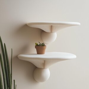 2x Mushroom Wall Shelves | Honey Mushroom Inspired 3D Printed Shelves | Sculptural Floating Shelf Pair
