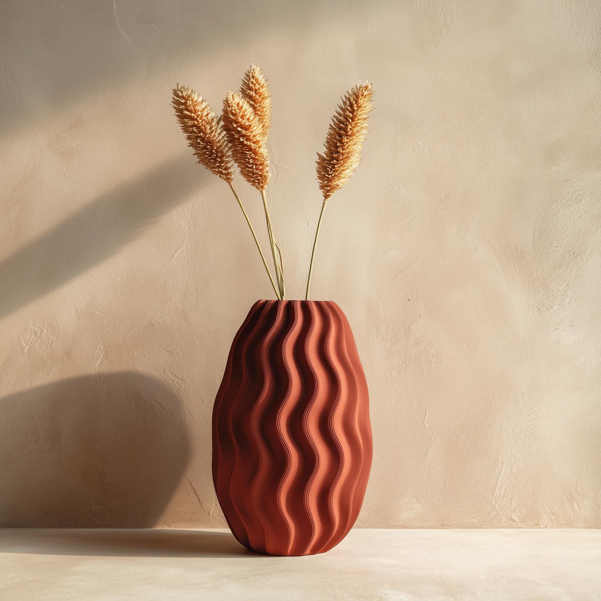 3D Printed Wavy Vase | Modern Terracotta Style Vase | Minimalist Organic Vase