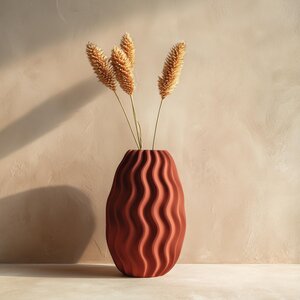 3D Printed Wavy Vase | Modern Terracotta Style Vase | Minimalist Organic Vase