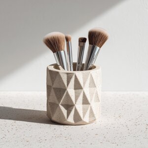 Makeup Brush Holder | Geometric Desk Organizer | 3D Printed Pen Cup