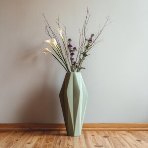 3D Printed Vase | Modern Geometric Faceted Planter | Minimalist Decorative Vase for Dried Flowers