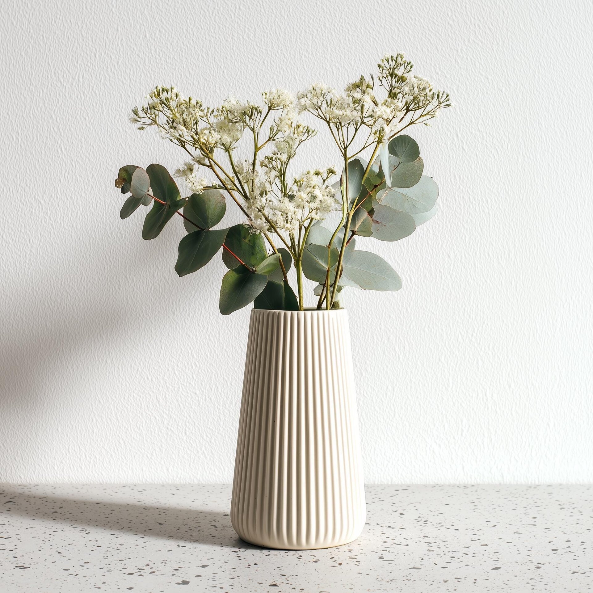 3D Printed Origami Vase | Minimalist Ribbed Vase for Fresh Dried Flowers | Modern Geometric Home Decor