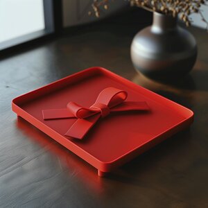3D Printed Gift Bow Jewelry Tray | Modern Square Trinket Dish | Minimal Decorative Catchall for Keys, Coins, Jewelry and Entryway Items