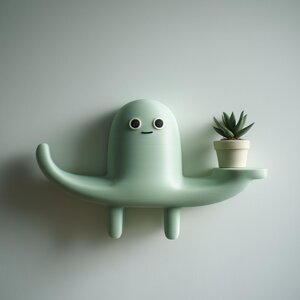 3D Printed Creature Wall Shelf | Cute Monster Floating Shelf for Small Plants | Playful Wall Decor for Kids Room