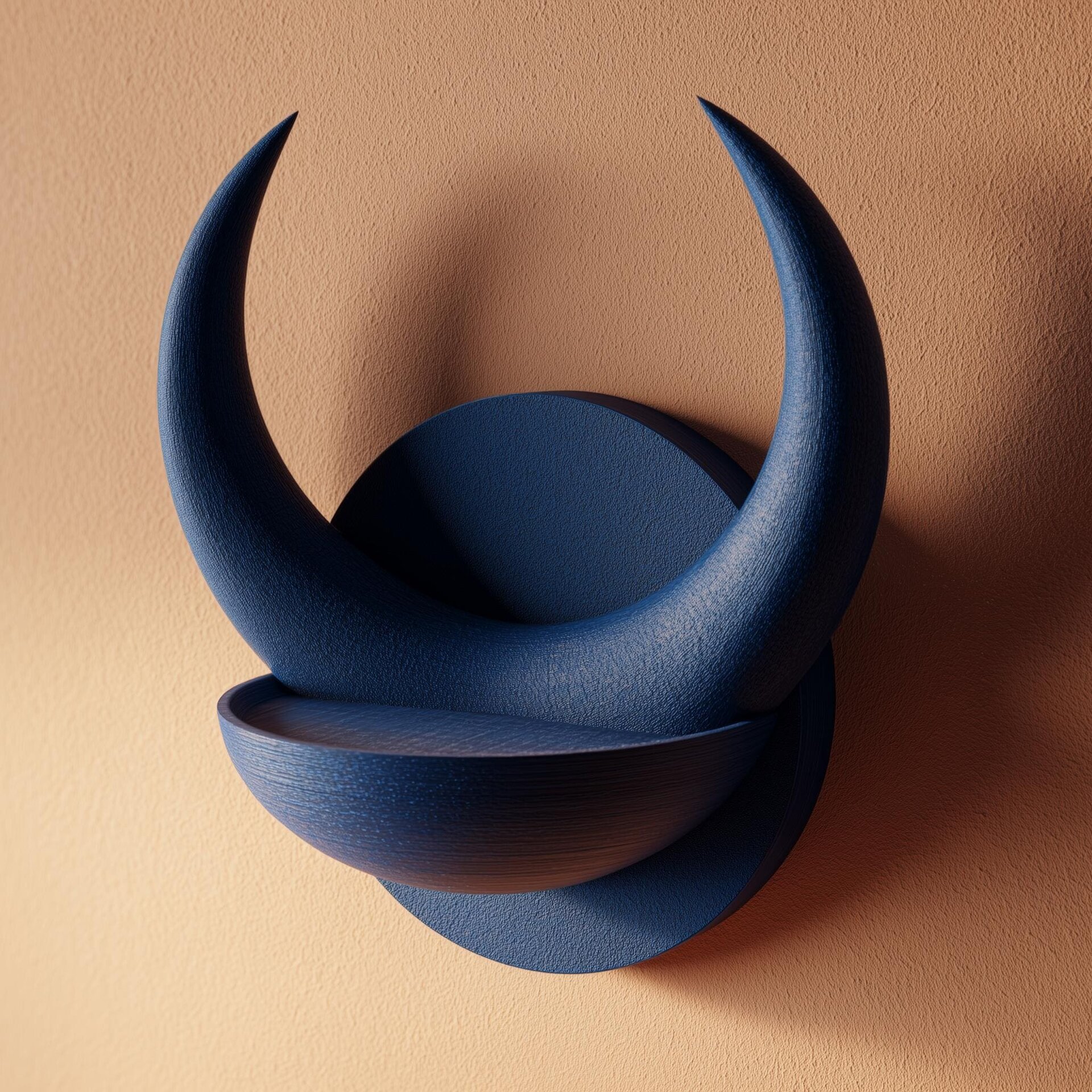 3D Printed Horned Wall Shelf Bowl | Crescent Horn Floating Decor Ledge | Fantasy Minimal Wall Decor Art for Entryway, Bedroom or Living Room