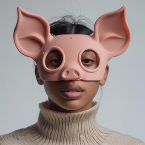 3D Printed Pig Face Mask | Minimalist Animal Mask for Adults | Unique Piggy Cosplay & Halloween Costume Prop