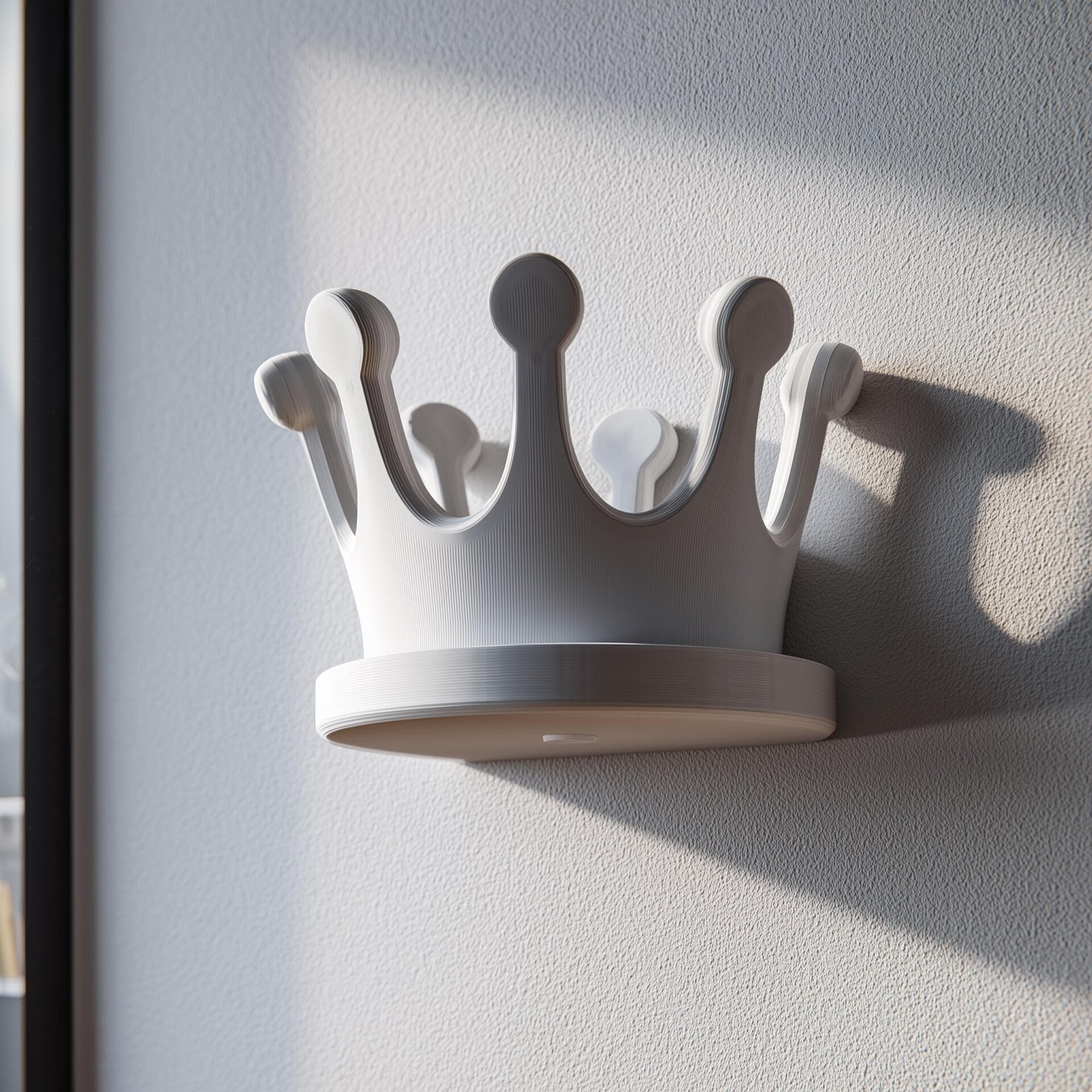 3D Printed Crown Wall Shelf | Floating Kids Room Ledge | Cute Minimal Royal Wall Accent for Cozy Nurseries