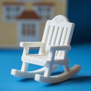 Miniature Rocking Chair | 3D Printed Dollhouse Furniture | 1:12 Scale Wooden-Style Rocker