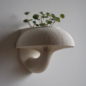 3D Printed Mushroom Wall Planter Shelf | Sculptural Floating Fungi Decor | Modern 3D Printed Wall Accent for Cozy Nature Inspired Interiors