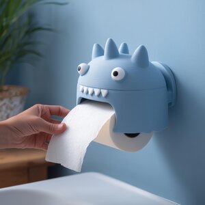 Spiky Monster Toilet Paper Holder | 3D Printed Kawaii Wall Mounted Dispenser | Cute Bathroom Decor, Funny Restroom Organizer, Kids Gift
