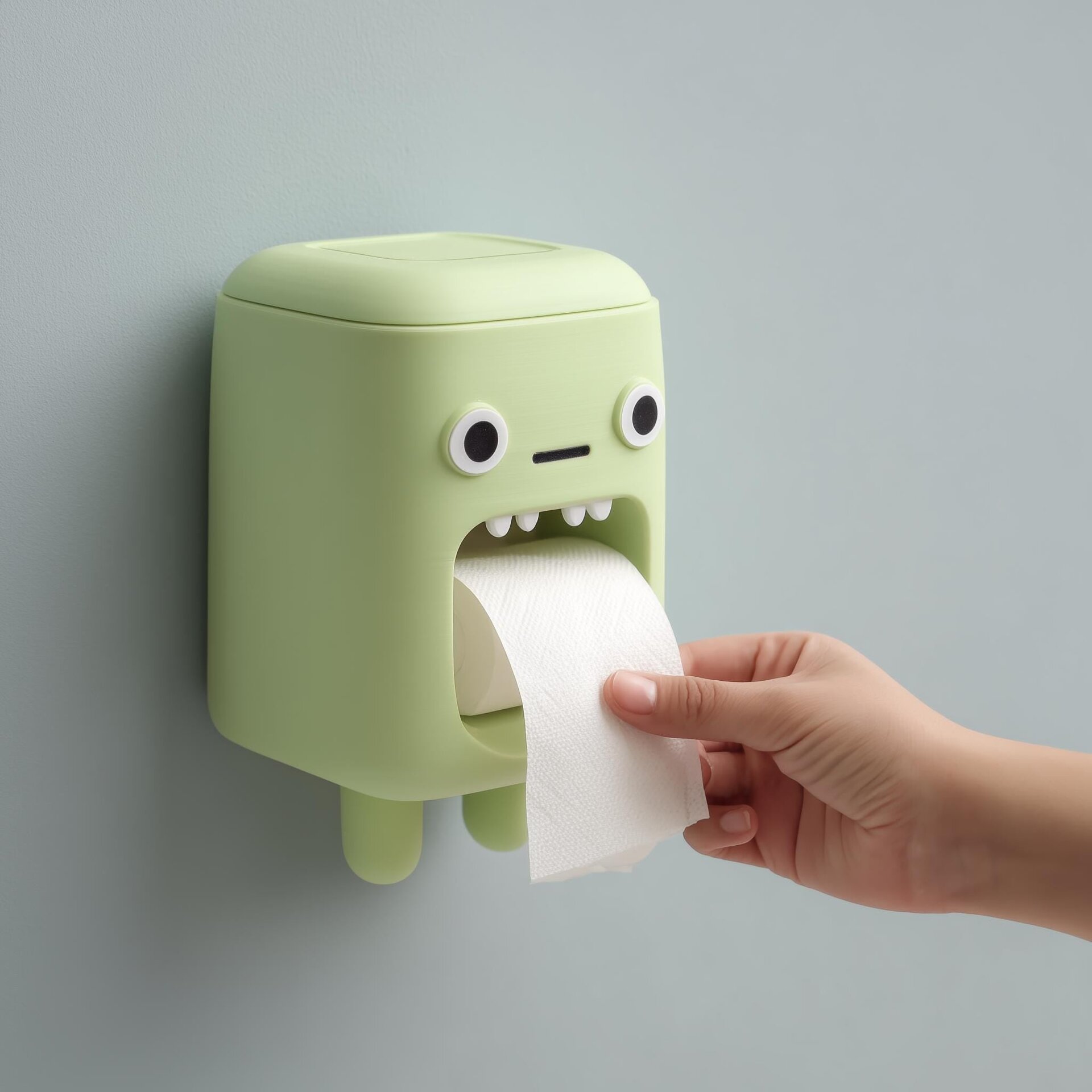 Kawaii Monster Toilet Paper Holder | 3D Printed Wall Mounted Dispenser Box | Cute Bathroom Decor, Kids Restroom Organizer Gift for Guests