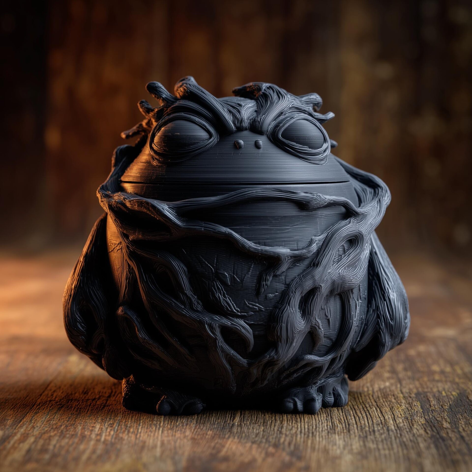 Dark Goblincore Frog Memorial Urn with Lid | 3D Printed Pet Ashes Keepsake Container for Woodland Shelf Decor Tribute Gift and Remembrance