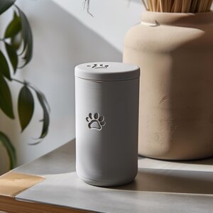 Pet Ashes Urn with Paw Print | 3D Printed Minimal Cremation Keepsake Cylinder with Lid for Any Pet | Modern Memorial Decor Sympathy Gift