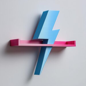 3D Printed Lightning Bolt Wall Shelf | Floating Ledge Display for Collectibles | Modern Wall Decor