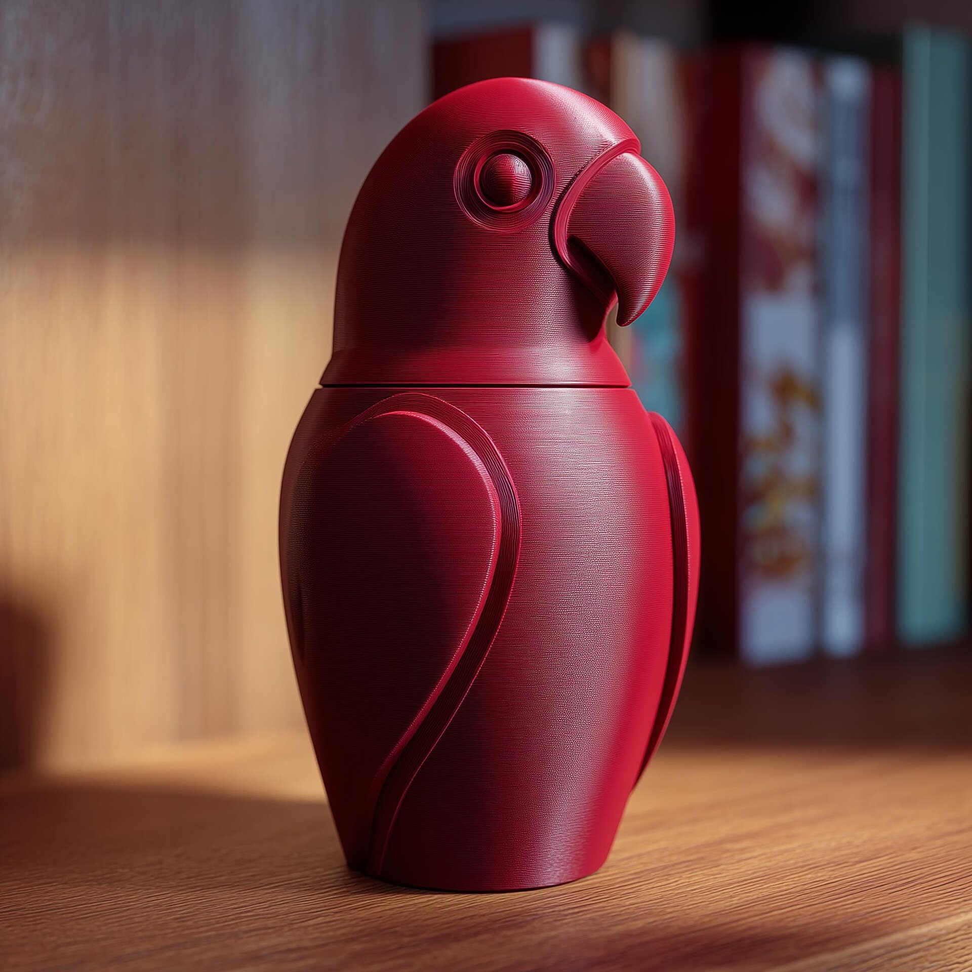 Parrot Memorial Urn with Lid | 3D Printed Pet Ashes Keepsake Container for Bird Memorial Shelf Decor and Home Remembrance Display