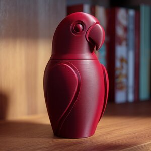 Parrot Memorial Urn with Lid | 3D Printed Pet Ashes Keepsake Container for Bird Memorial Shelf Decor and Home Remembrance Display