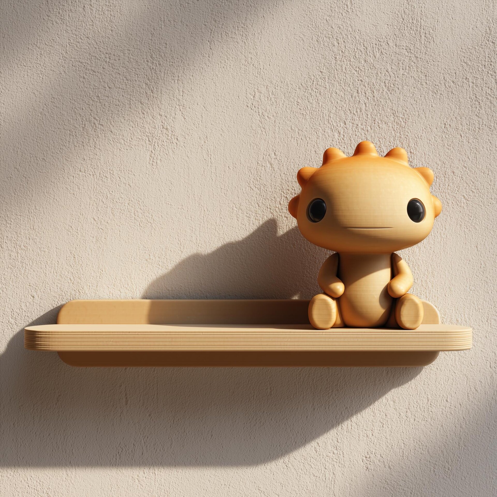 3D Printed Sun Critter Wall Shelf | Minimal Character Floating Ledge Display | Cute Modern Wall Decor Accent for Kids Rooms and Cozy Homes