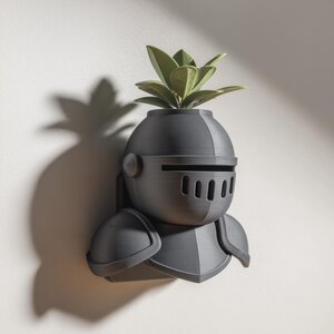 Wall Mounted Knight Planter Shelf | 3D Printed Medieval Armor Wall Decor with Pot | Sculptural Fantasy Shelf for Plants Modern Interiors