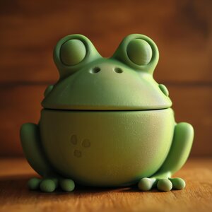 Frog Memorial Urn with Lid | 3D Printed Pet Ashes Keepsake Container for Nature Inspired Shelf Decor and Remembrance Display