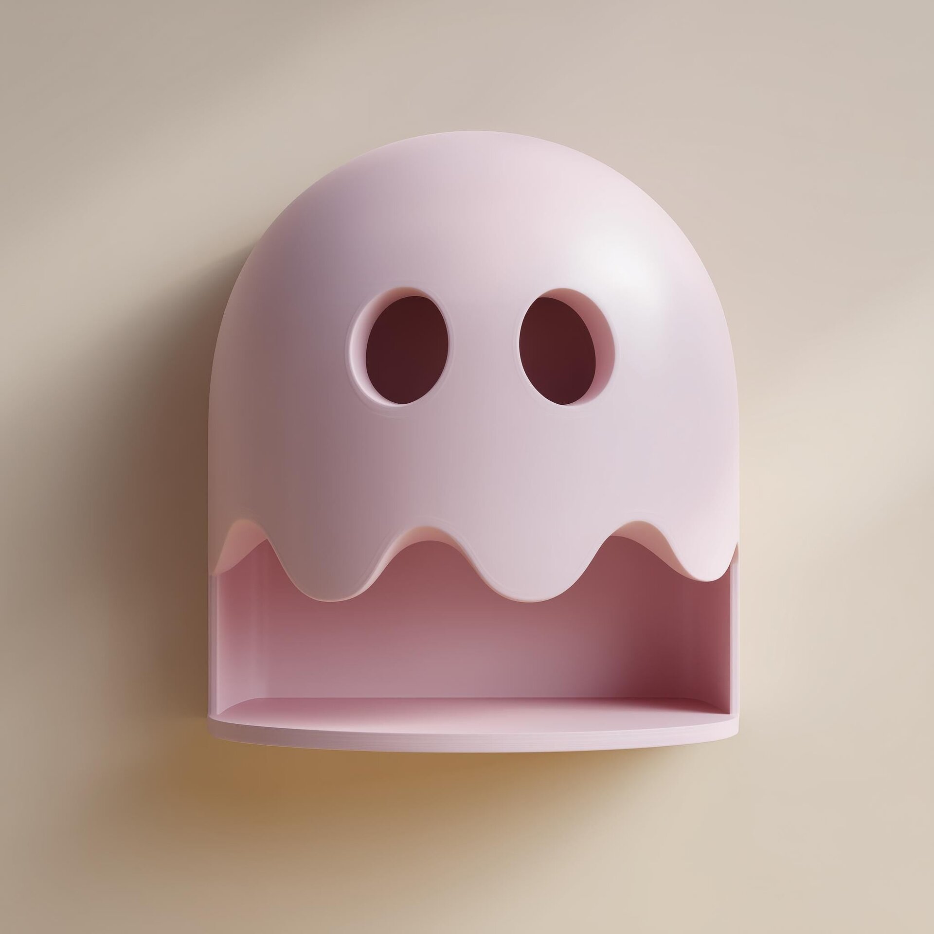3D Printed Ghost Wall Shelf | Minimal Character Niche Floating Ledge | Room Decor Accent for Kids Rooms Gaming Setups and Home Offices