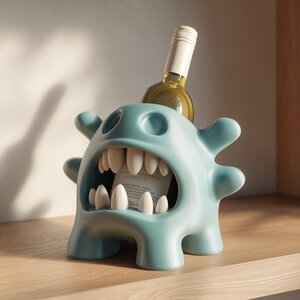 Monster Wine Bottle Holder for Standard Bottles | 3D Printed Fantasy Creature Wine Rack Display for Geeky Home Bar Decor for Game Rooms